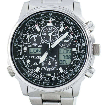Orologio da uomo Citizen Promaster Sky Pilot Titanium Eco-Drive radiocontrollato World Time JY8020-52E