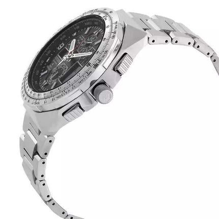 Orologio da pilota da uomo Citizen Promaster Skyhawk AT Chronograph in acciaio inossidabile con quadrante nero Eco-Drive JY8120-