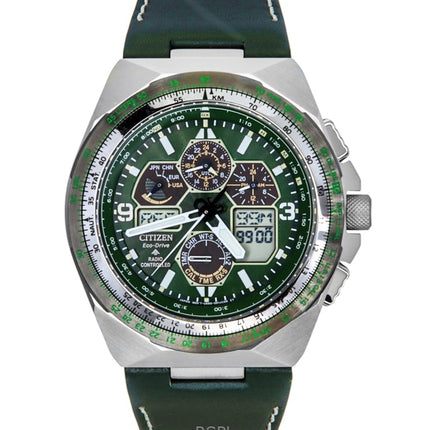 Orologio da uomo Citizen Promaster Skyhawk AT Perpetual Calendar Chronograph con quadrante verde Eco-Drive Diver's JY8147-01X 200M