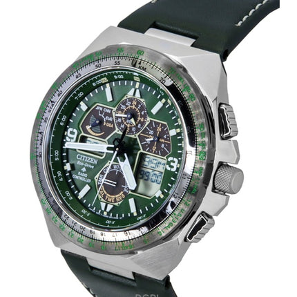 Orologio da uomo Citizen Promaster Skyhawk AT Perpetual Calendar Chronograph con quadrante verde Eco-Drive Diver's JY8147-01X 200M