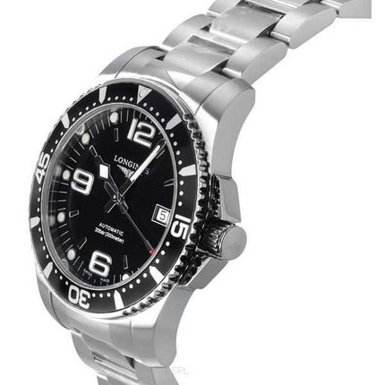 Orologio da uomo Longines HydroConquest in acciaio inossidabile quadrante nero automatico subacqueo L3.742.4.56.6 300M