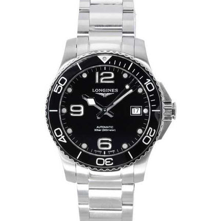 Orologio da uomo Longines HydroConquest in acciaio inossidabile con quadrante nero automatico L3.780.4.56.6 300M