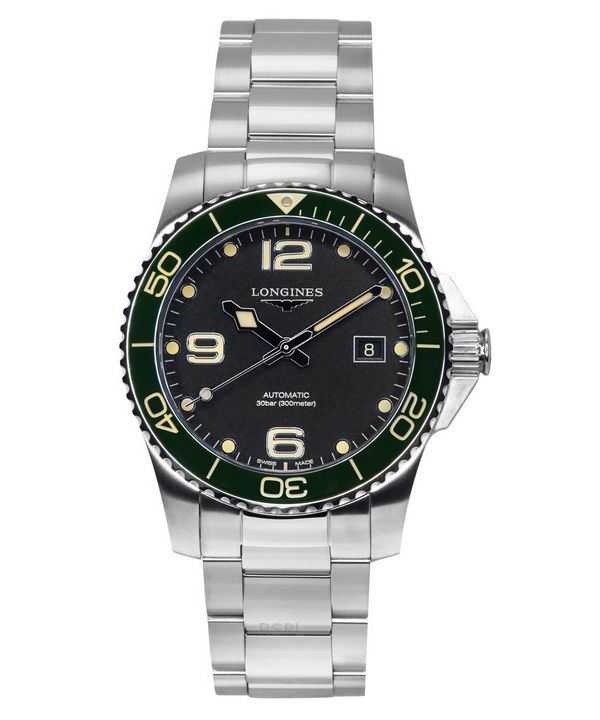 Orologio da uomo Longines HydroConquest in acciaio inossidabile con quadrante nero automatico subacqueo L3.781.4.05.6 300M