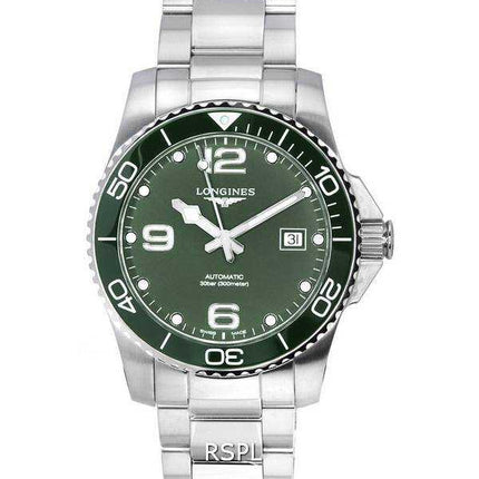 Longines HydroConquest verde opaco con quadrante Super-LumiNova Automatic Diver&#39;s L3.781.4.06.6 300M Orologio da uomo