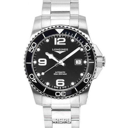 Orologio da uomo Longines HydroConquest Sunray nero con quadrante Super-LumiNov Automatic Diver's L3.781.4.56.6 300M