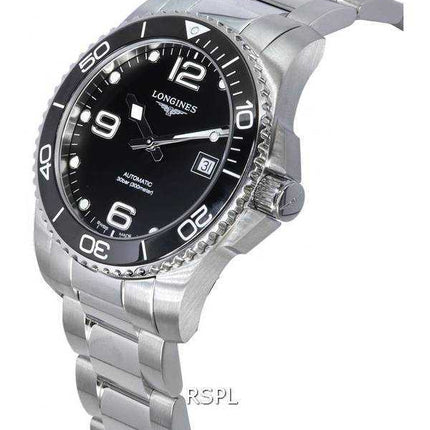 Orologio da uomo Longines HydroConquest Sunray nero con quadrante Super-LumiNov Automatic Diver's L3.781.4.56.6 300M