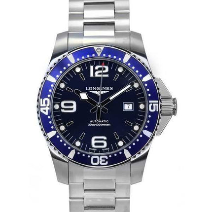 Orologio da uomo Longines Hydroconquest in acciaio inossidabile con quadrante blu Sunray automatico subacqueo L3.781.4.96.6 300M