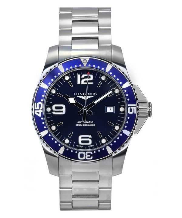 Orologio da uomo Longines Hydroconquest in acciaio inossidabile con quadrante blu Sunray automatico subacqueo L3.781.4.96.6 300M