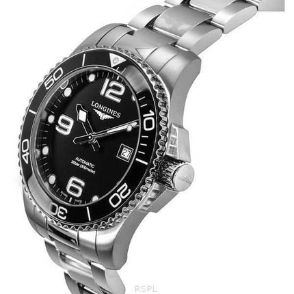 Orologio da uomo Longines Hydroconquest in acciaio inossidabile Sunray quadrante nero automatico subacqueo L3.782.4.56.6 300M