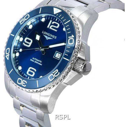 Longines HydroConquest Sunray Blue con quadrante Super-LumiNova Automatic Diver's L3.782.4.96.6 300M Orologio da uomo