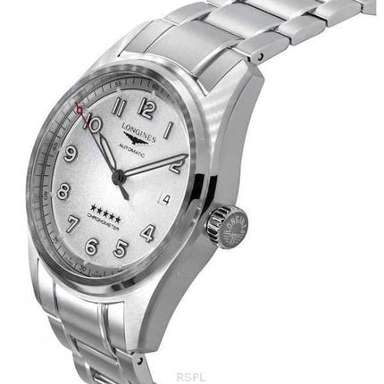 Longines Spirit Chronometer in acciaio inossidabile quadrante argento automatico L3.810.4.73.6 100M orologio da uomo