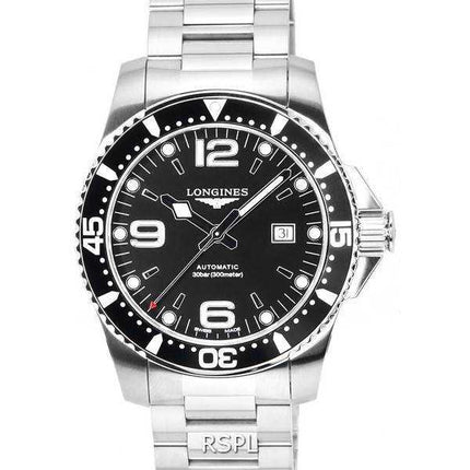 Orologio da uomo Longines HydroConquest Sunray nero con quadrante Super-LumiNova Automatic Diver's L3.841.4.56.6 300M