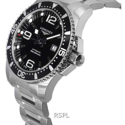 Orologio da uomo Longines HydroConquest Sunray nero con quadrante Super-LumiNova Automatic Diver's L3.841.4.56.6 300M