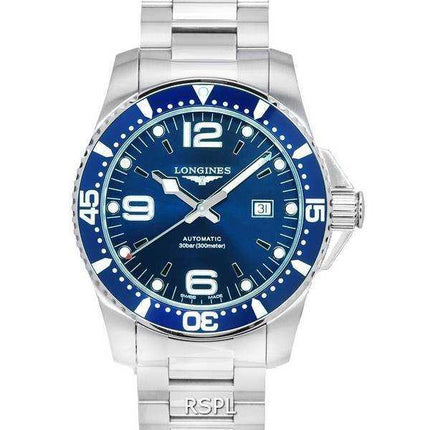 Longines HydroConquest Sunray Blue con quadrante Super-LumiNova Automatic Diver's L3.841.4.96.6 300M Orologio da uomo