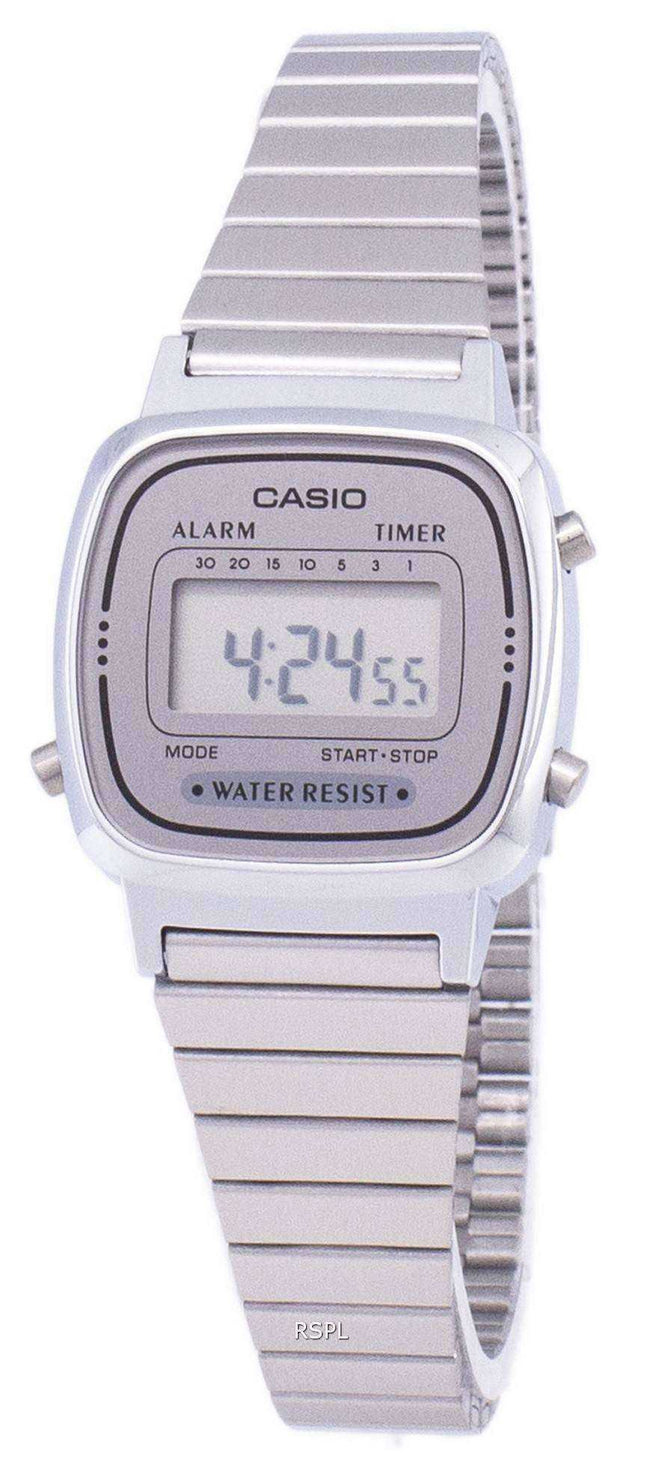 Casio Digital Alarm Timer per sveglia in acciaio inossidabile LA670WA-7DF LA670WA-7 Orologio da donna