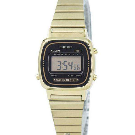 Casio Digital Alarm Clock in acciaio inossidabile LA670WGA-1DF LA670WGA-1 Orologio da donna