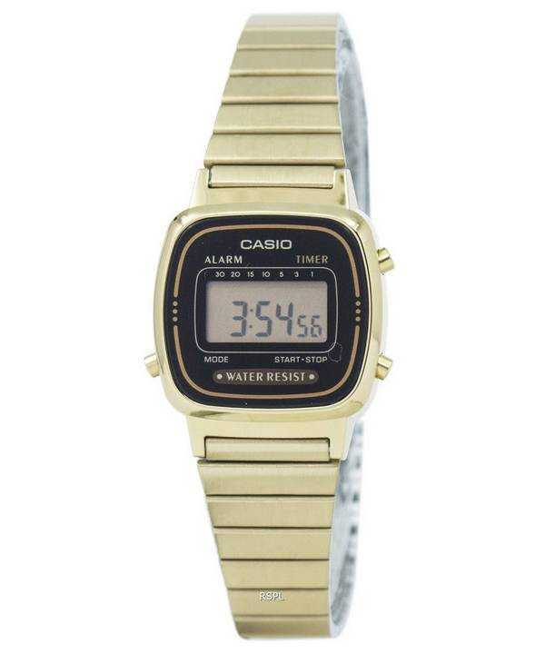 Casio Digital Alarm Clock in acciaio inossidabile LA670WGA-1DF LA670WGA-1 Orologio da donna