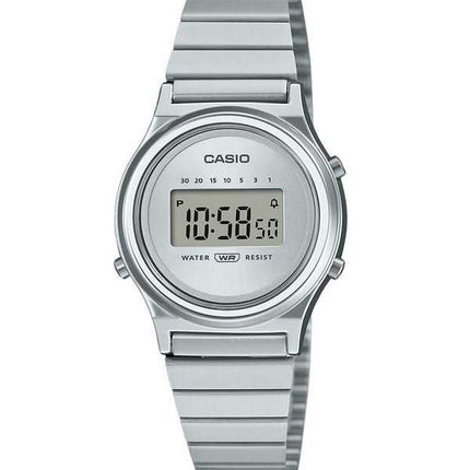 Orologio da donna Casio vintage digitale in acciaio inossidabile con quadrante argentato al quarzo LA700WE-7A
