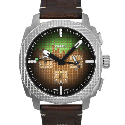 Orologio da uomo Fossil Minecraft Grass Block Chronograph in edizione limitata con cinturino in pelle e quadrante marrone al quarzo LE1206