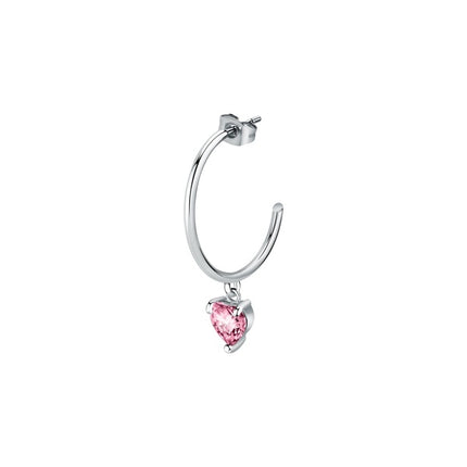 La Petite Story Orecchini singoli in acciaio con cristallo rosa LPS02AQM28 per donna