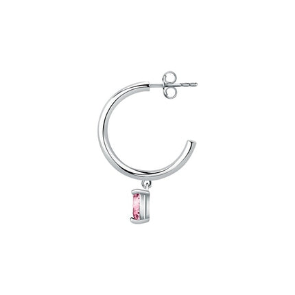 La Petite Story Orecchini singoli in acciaio con cristallo rosa LPS02AQM28 per donna