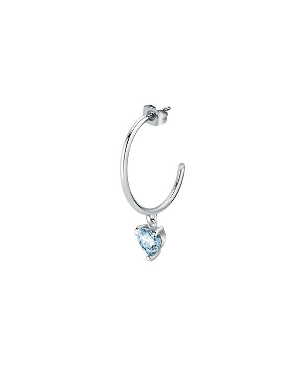 La Petite Story Orecchini singoli in acciaio con cristallo azzurro chiaro LPS02AQM30 per donna