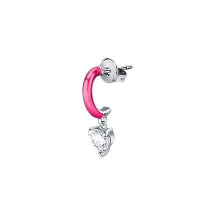 La Petite Story - Orecchini singoli in acciaio con smalto fucsia e zircone trasparente LPS02AQM35 da donna