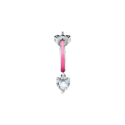 La Petite Story - Orecchini singoli in acciaio con smalto fucsia e zircone trasparente LPS02AQM35 da donna