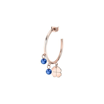 Orecchini a forma di quadrifoglio in acciaio oro rosa La Petite Story con perline blu LPS02AQM43 per donna