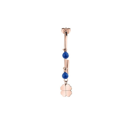 Orecchini a forma di quadrifoglio in acciaio oro rosa La Petite Story con perline blu LPS02AQM43 per donna
