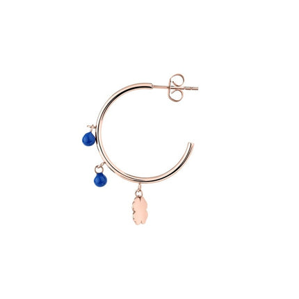Orecchini a forma di quadrifoglio in acciaio oro rosa La Petite Story con perline blu LPS02AQM43 per donna