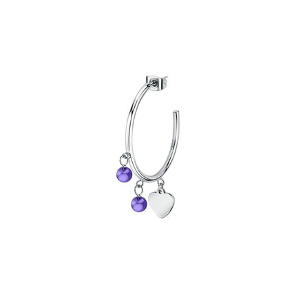 Orecchini a forma di cuore in acciaio con perle di tanzanite La Petite Story LPS02AQM45 per donna