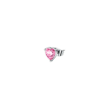 La Petite Story Orecchini singoli in acciaio con cuore di rosa e cristallo LPS02AQM51 per donna