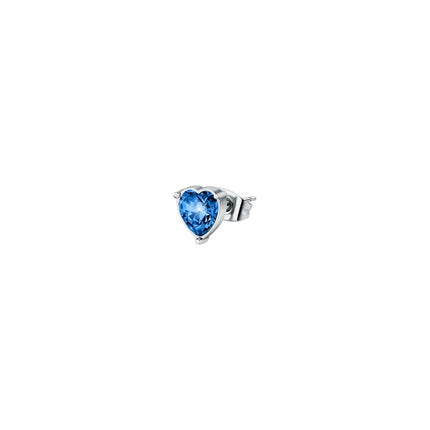 La Petite Story Orecchini singoli in acciaio con cristallo a forma di cuore blu LPS02AQM52 per donna
