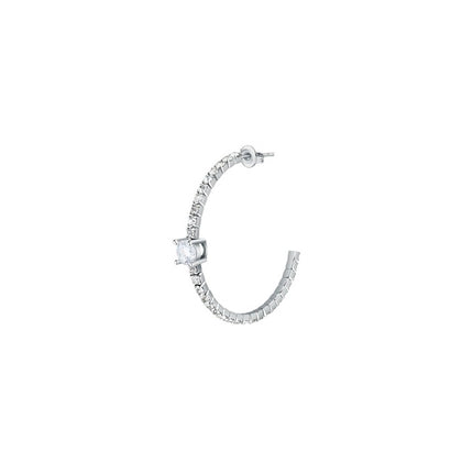 Orecchini a cerchio La Petite Story in ottone a forma di C con zirconi cubici trasparenti e cristalli trasparenti LPS02AQM56 per donna