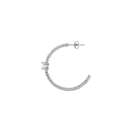 Orecchini a cerchio La Petite Story in ottone a forma di C con zirconi cubici trasparenti e cristalli trasparenti LPS02AQM56 per donna