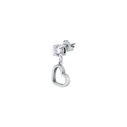 La Petite Story - Orecchini a forma di cuore in acciaio con zirconi trasparenti LPS02AQM58 per donna