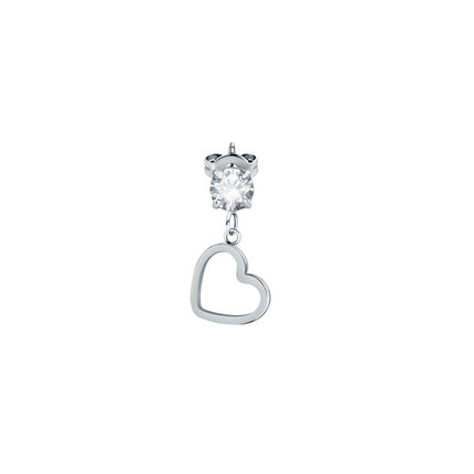 La Petite Story - Orecchini a forma di cuore in acciaio con zirconi trasparenti LPS02AQM58 per donna