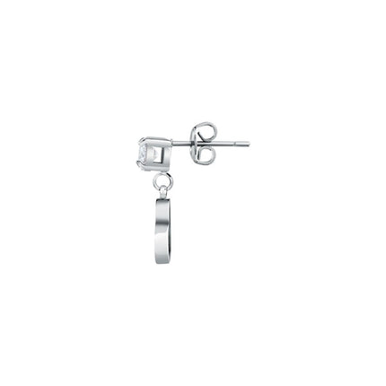 La Petite Story - Orecchini a forma di cuore in acciaio con zirconi trasparenti LPS02AQM58 per donna