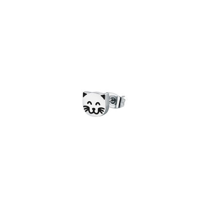 La Petite Story - Orecchini a forma di gatto in acciaio smaltato LPS02AQM65 per donna