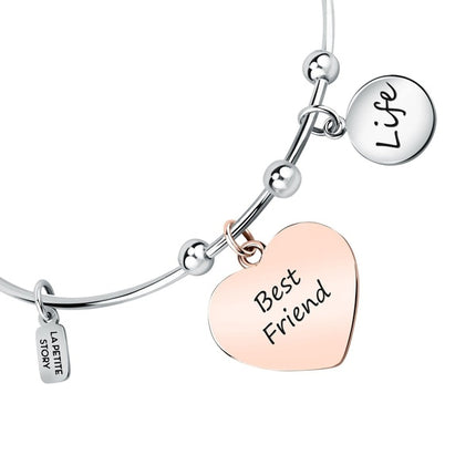 Bracciale in acciaio La Petite Story con cuore in oro rosa LPS05ARR92 da donna