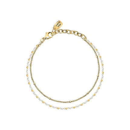 Bracciale La Petite Story in acciaio color oro con perline bianche e oro LPS05ARR97 per donna