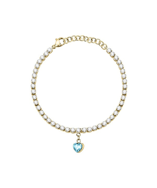 Bracciale Love in acciaio color oro La Petite Story con cristalli color acqua e trasparenti LPS05ASD29 per donna