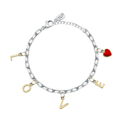 Bracciale La Petite Story in acciaio con smalto a forma di cuore e lettere LPS05ASD34 per donna