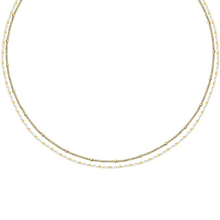 Collana in acciaio color oro con perline bianche La Petite Story LPS10ARR11 per donna