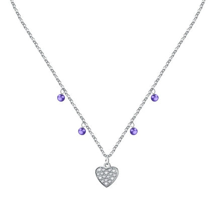 Collana in acciaio La Petite Story con perle di cristallo trasparente e tanzanite LPS10ASD16 per donna