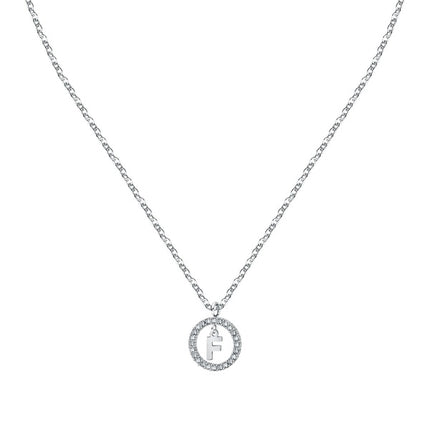 Collana in acciaio con lettera F di La Petite Story e cristallo trasparente LPS10ASF14 per donna