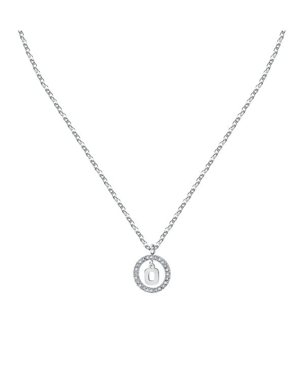 Collana in acciaio con lettera O e cristallo trasparente La Petite Story LPS10ASF20 per donna