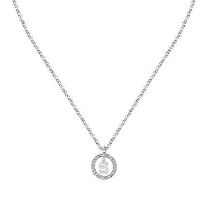 Collana in acciaio con lettera S di La Petite Story e cristallo trasparente LPS10ASF23 per donna