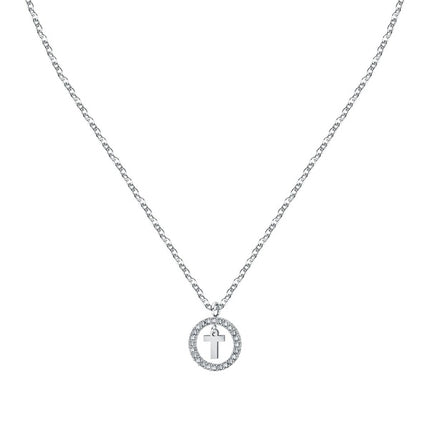 Collana in acciaio con lettera T di La Petite Story e cristallo trasparente LPS10ASF24 per donna